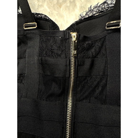 RARE🔥 Honey Birdette ASHLEIGH🖤 Black Gold Lace Push Up Dress 30DD - Picture 8 of 10